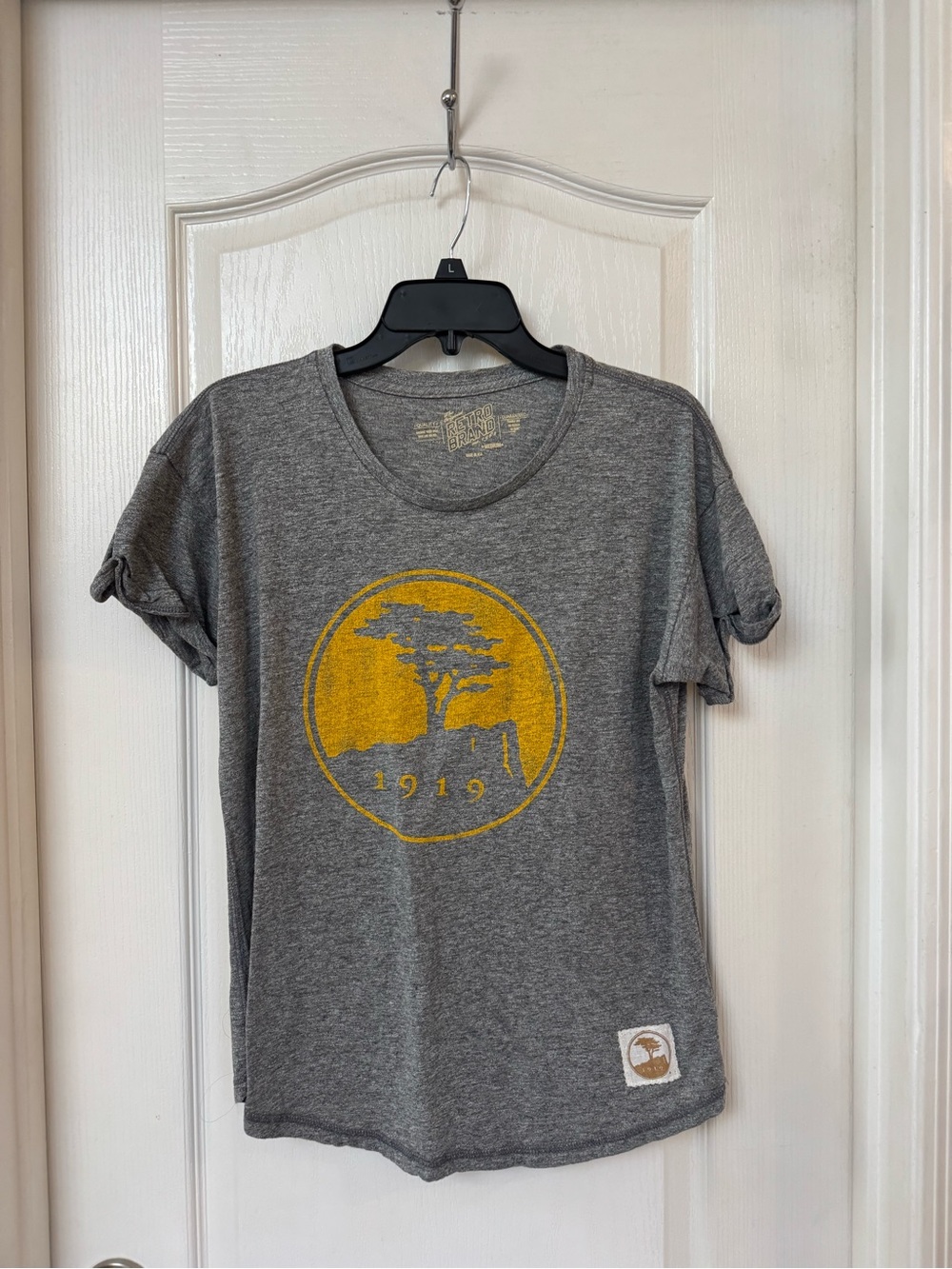 Original Retro Brand Gray Short Sleeve Tee with Yellow Graphic